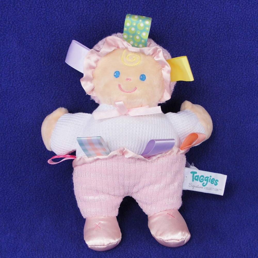 Taggies Signature Collection Mary Meyer Pink Baby Doll Plush Sensory Toy 8 inch
